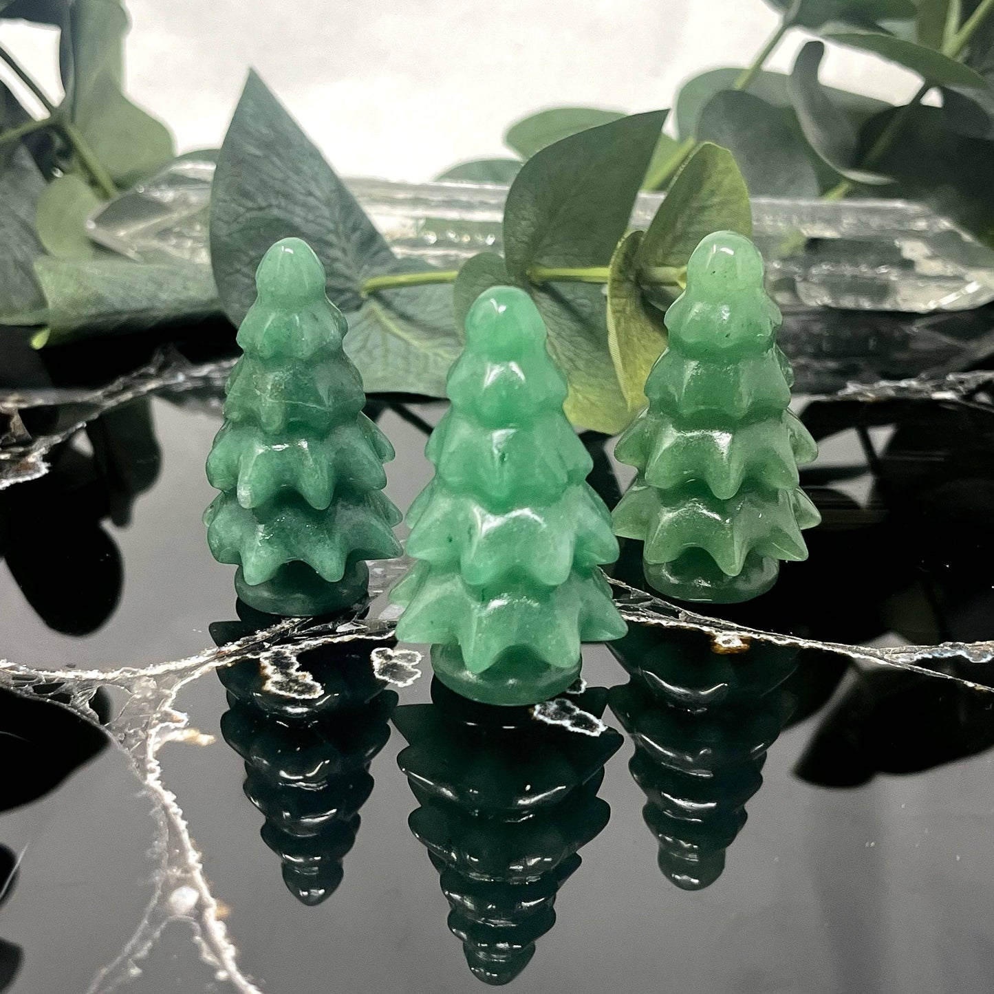 Christmas Tree, Crystal figurine, Green Aventurine, Small 2inch Xmas tree