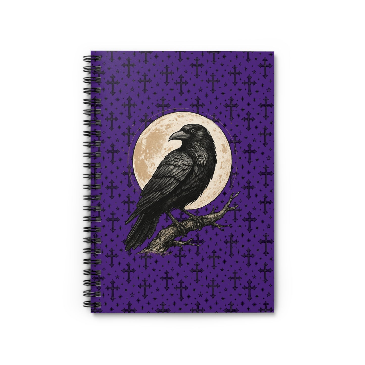 Mystical Raven Spiral Notebook - Ruled Lines, Gothic Stationery, Moonlit Raven Journal, Witchy Gift, Perfect for Writing & Sketching