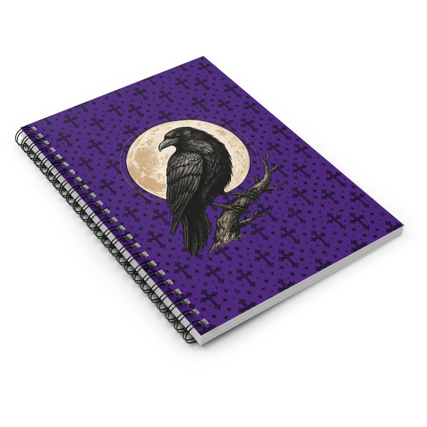 Mystical Raven Spiral Notebook - Ruled Lines, Gothic Stationery, Moonlit Raven Journal, Witchy Gift, Perfect for Writing & Sketching