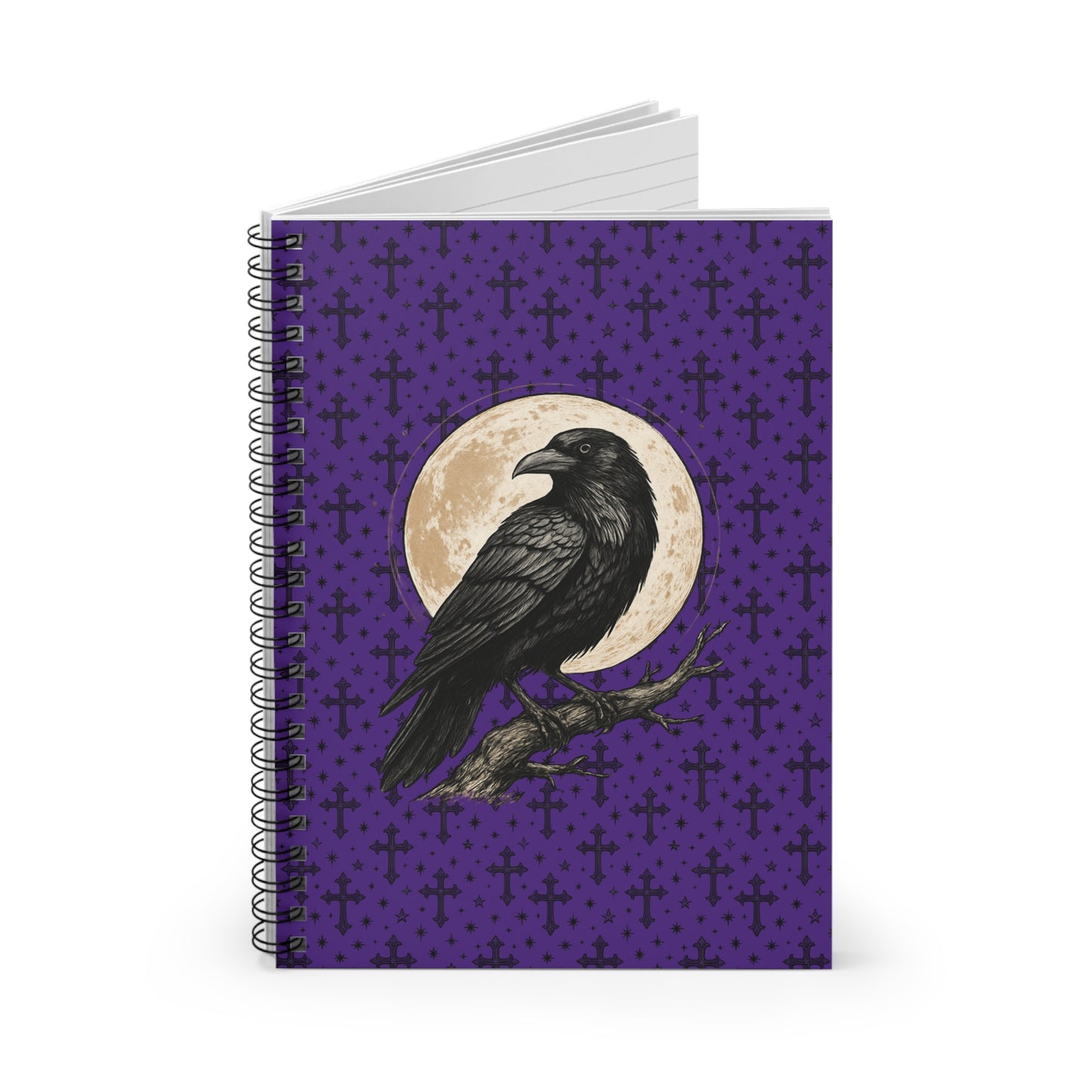 Mystical Raven Spiral Notebook - Ruled Lines, Gothic Stationery, Moonlit Raven Journal, Witchy Gift, Perfect for Writing & Sketching