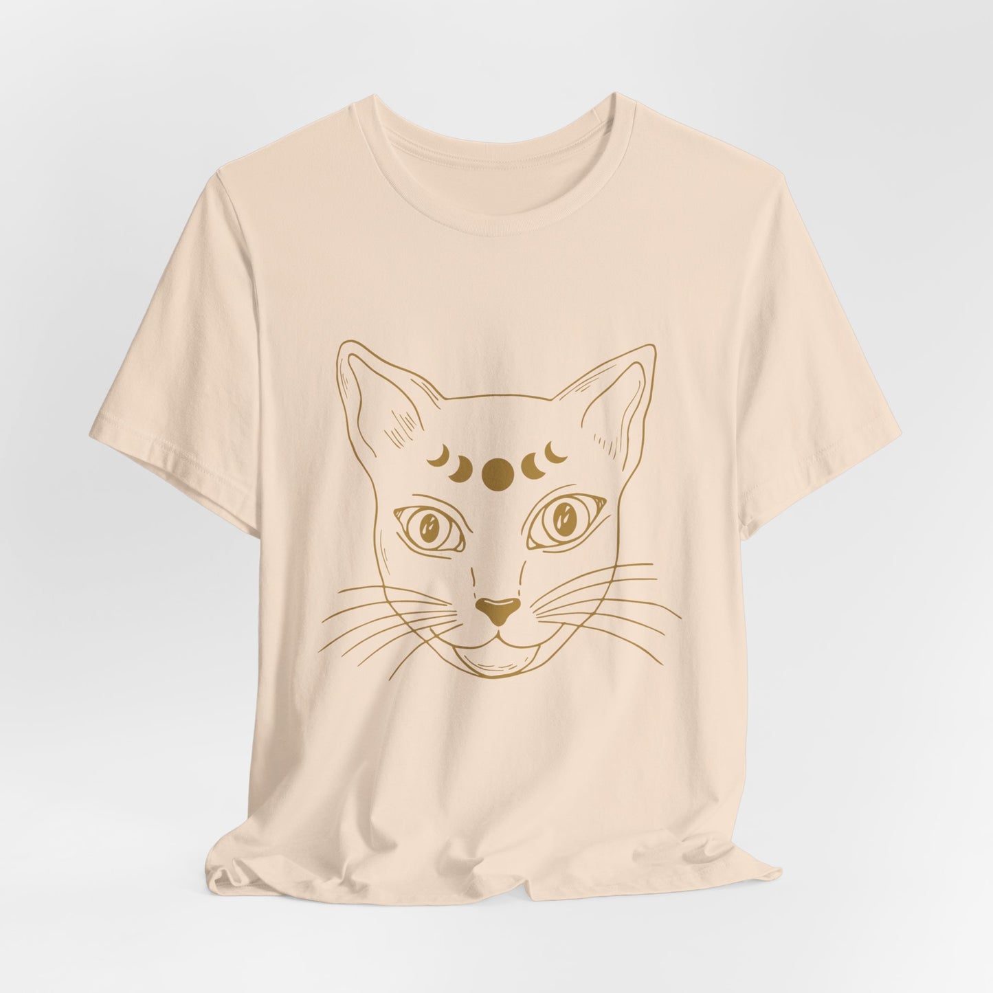 Mystic Cat Face with Moon Phases Tee | Cat Shirt