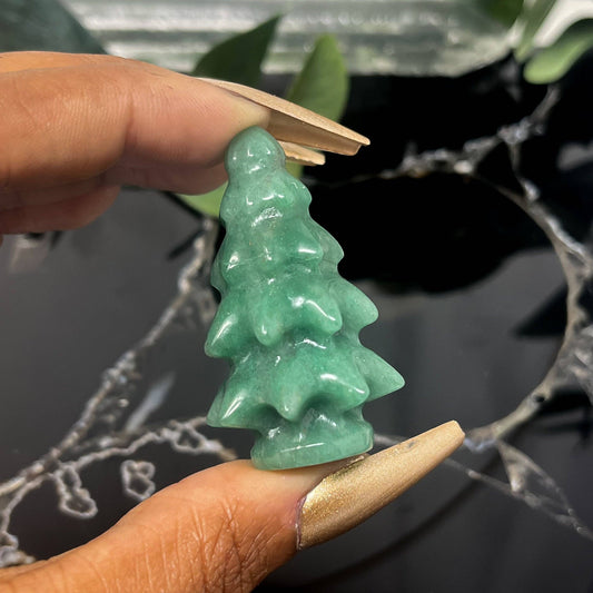 Christmas Tree, Crystal figurine, Green Aventurine, Small 2inch Xmas tree