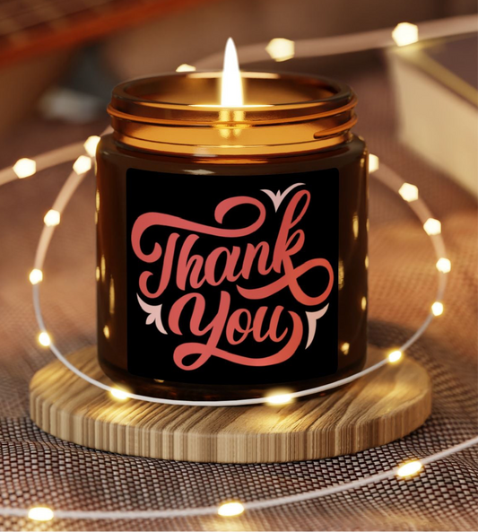 Thank You Scented Soy Candle, Gratitude Candle Gift, Aromatherapy Jar, Home Decor, Relaxation Gift, Unscented Option, Eco-friendly and non-toxic ingredients