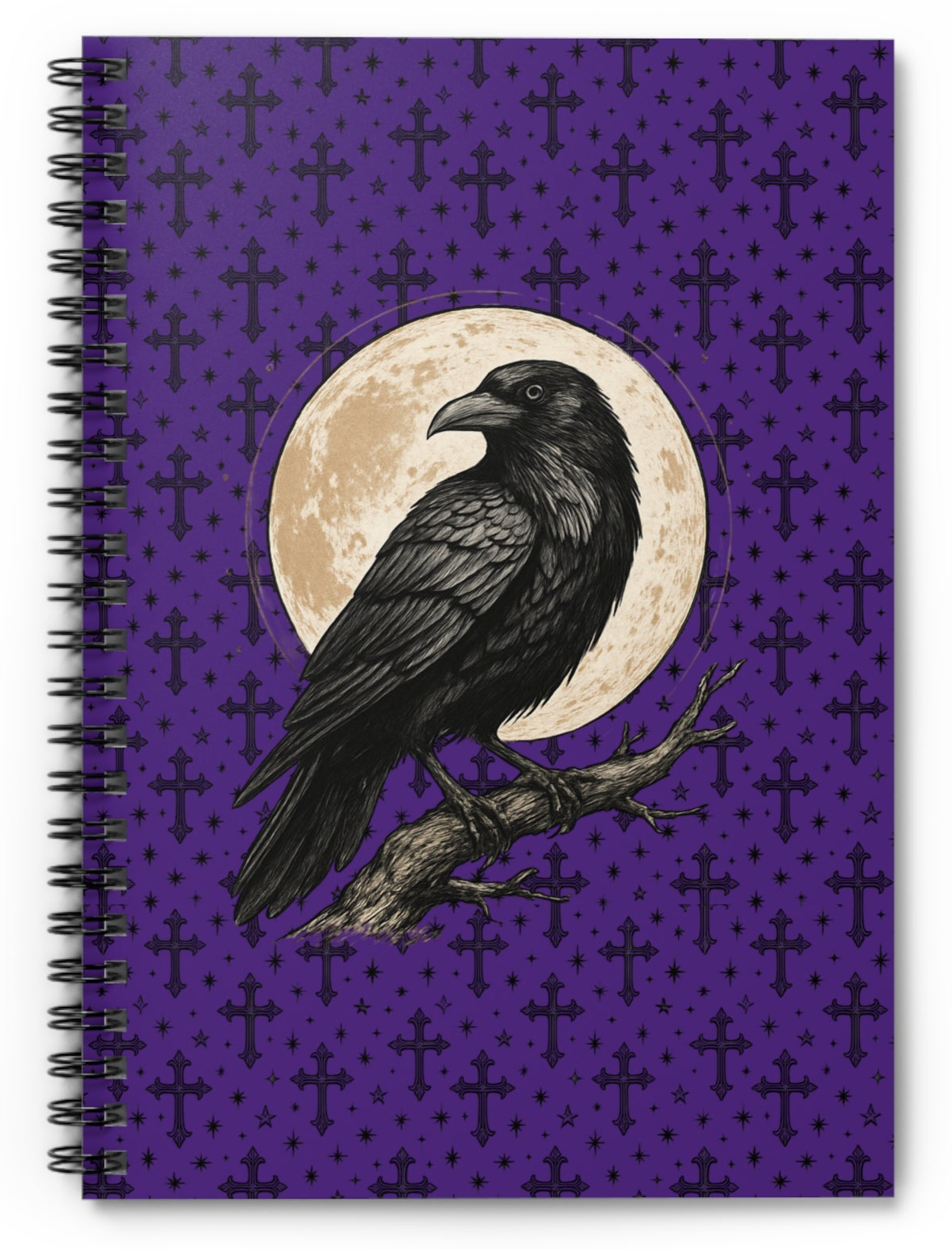 Mystical Raven Spiral Notebook - Ruled Lines, Gothic Stationery, Moonlit Raven Journal, Witchy Gift, Perfect for Writing & Sketching
