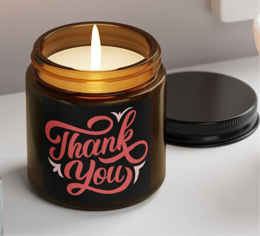 Thank You Scented Soy Candle, Gratitude Candle Gift, Aromatherapy Jar, Home Decor, Relaxation Gift, Unscented Option, Eco-friendly and non-toxic ingredients