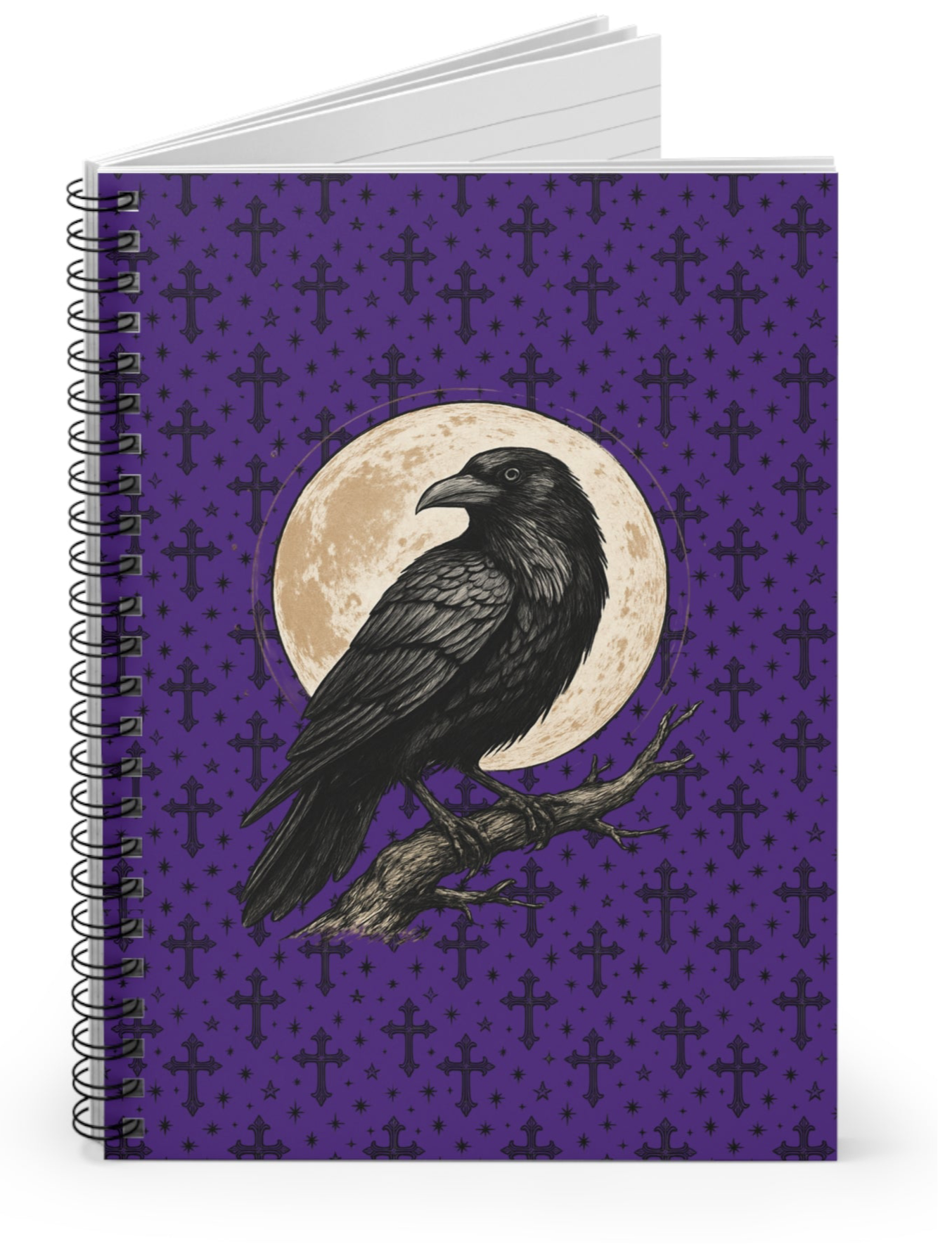 Mystical Raven Spiral Notebook - Ruled Lines, Gothic Stationery, Moonlit Raven Journal, Witchy Gift, Perfect for Writing & Sketching