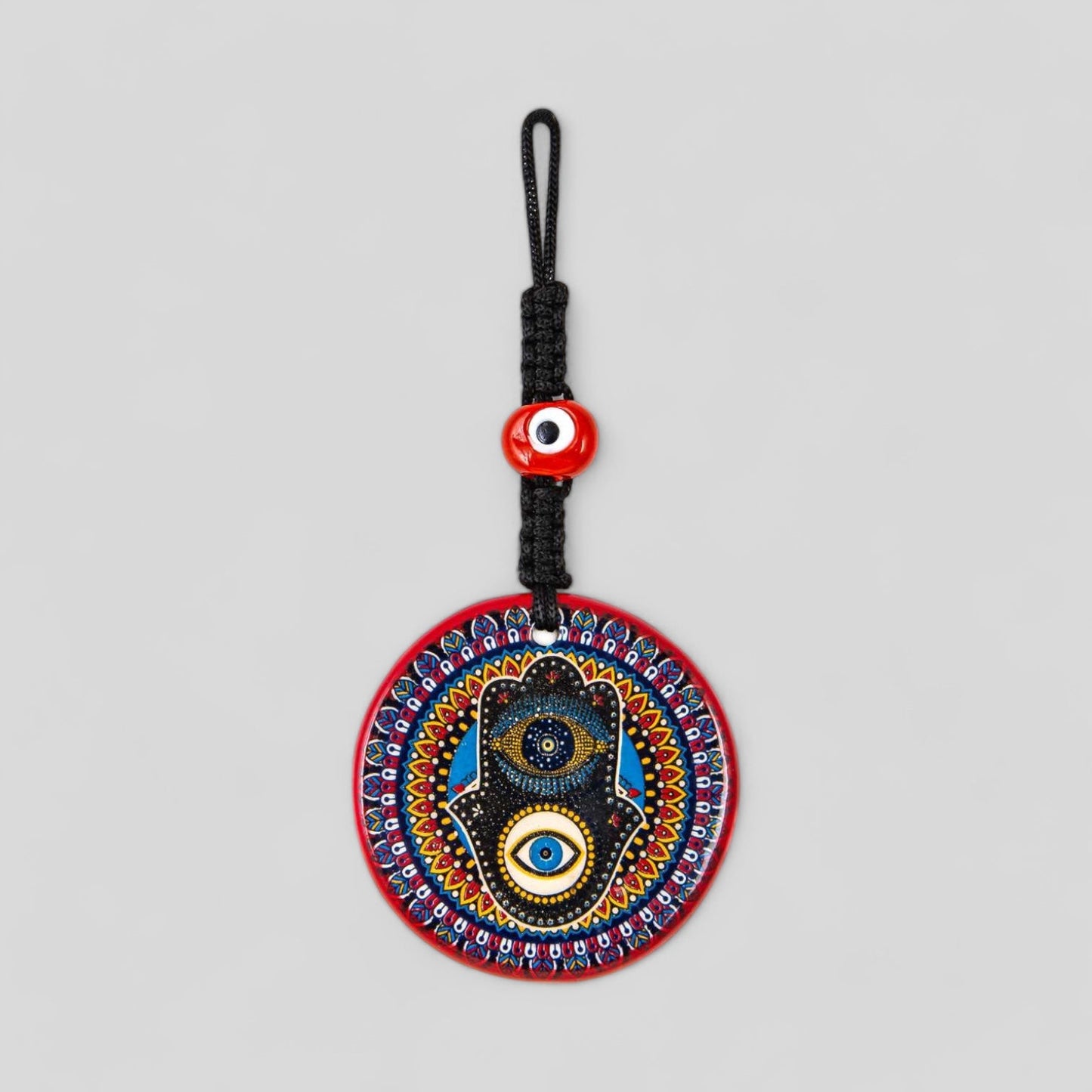 Wall Hanging Ceramic Evil Eye Nazar Boncuk Mal De Ojo, Modern Boho Style Home Decor -- Evil Eye Hamsa Hand-0