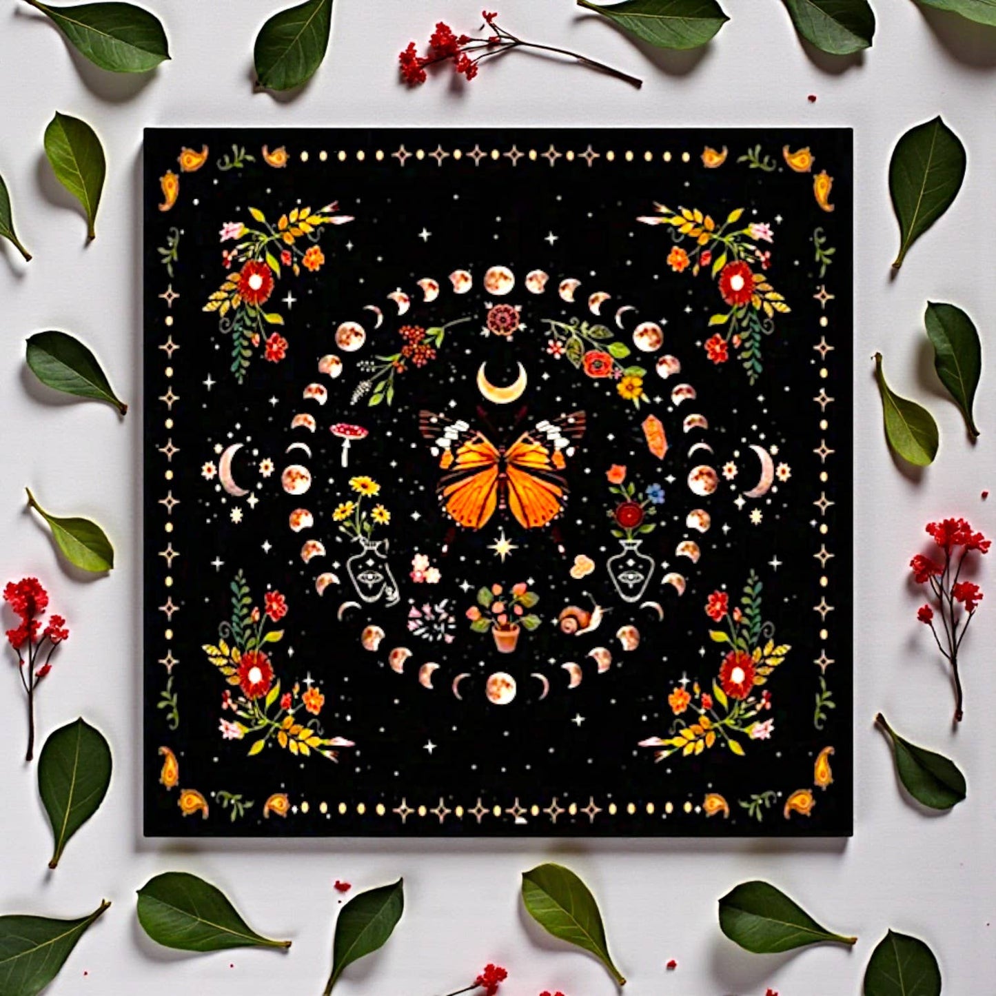 Funky Aura Boutique - Botanicals and Butterflies 29.5" x 29.5" Tapestry/Cloth