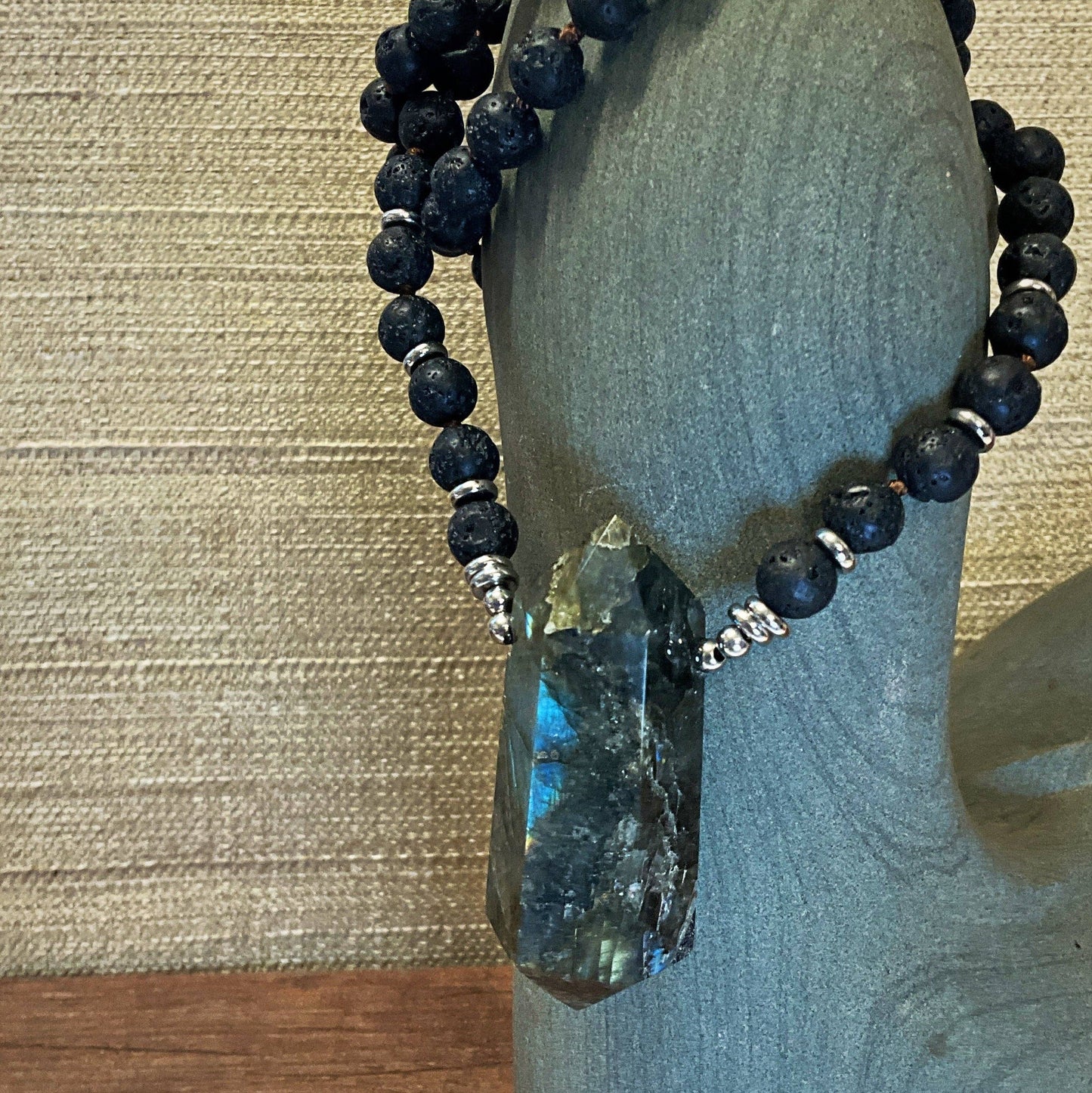 Peace Love Bling - Vesuvius Lava and Labradorite Necklace