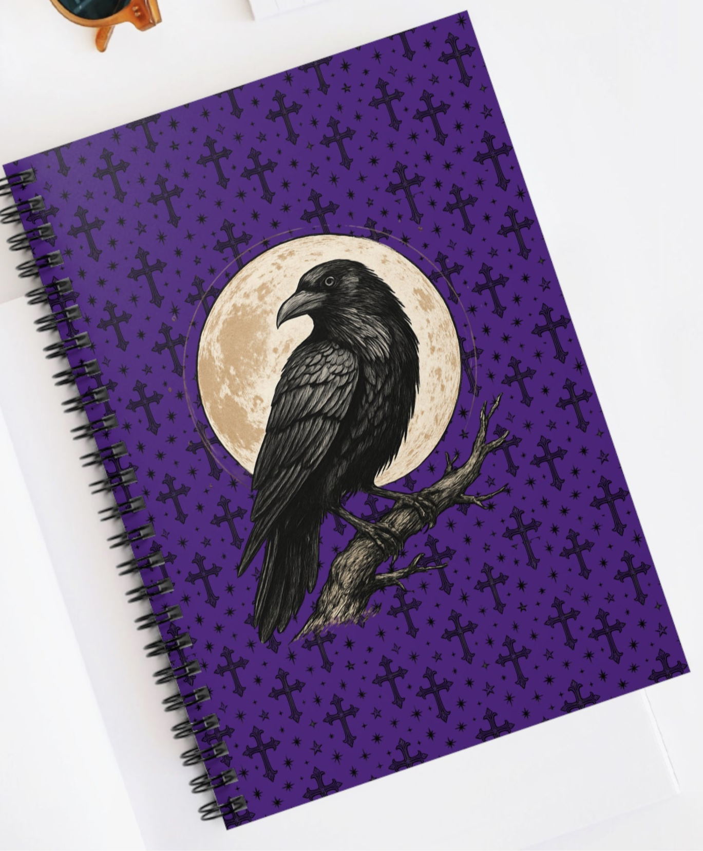Mystical Raven Spiral Notebook - Ruled Lines, Gothic Stationery, Moonlit Raven Journal, Witchy Gift, Perfect for Writing & Sketching