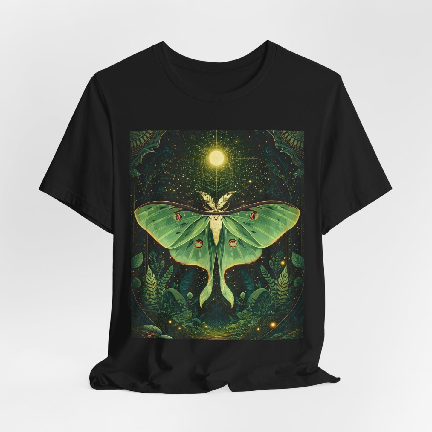 Luna Moth Graphic T-Shirt Green Nature Tee, Forest Witch Aesthetic Shirt, Boho Spiritual Clothing