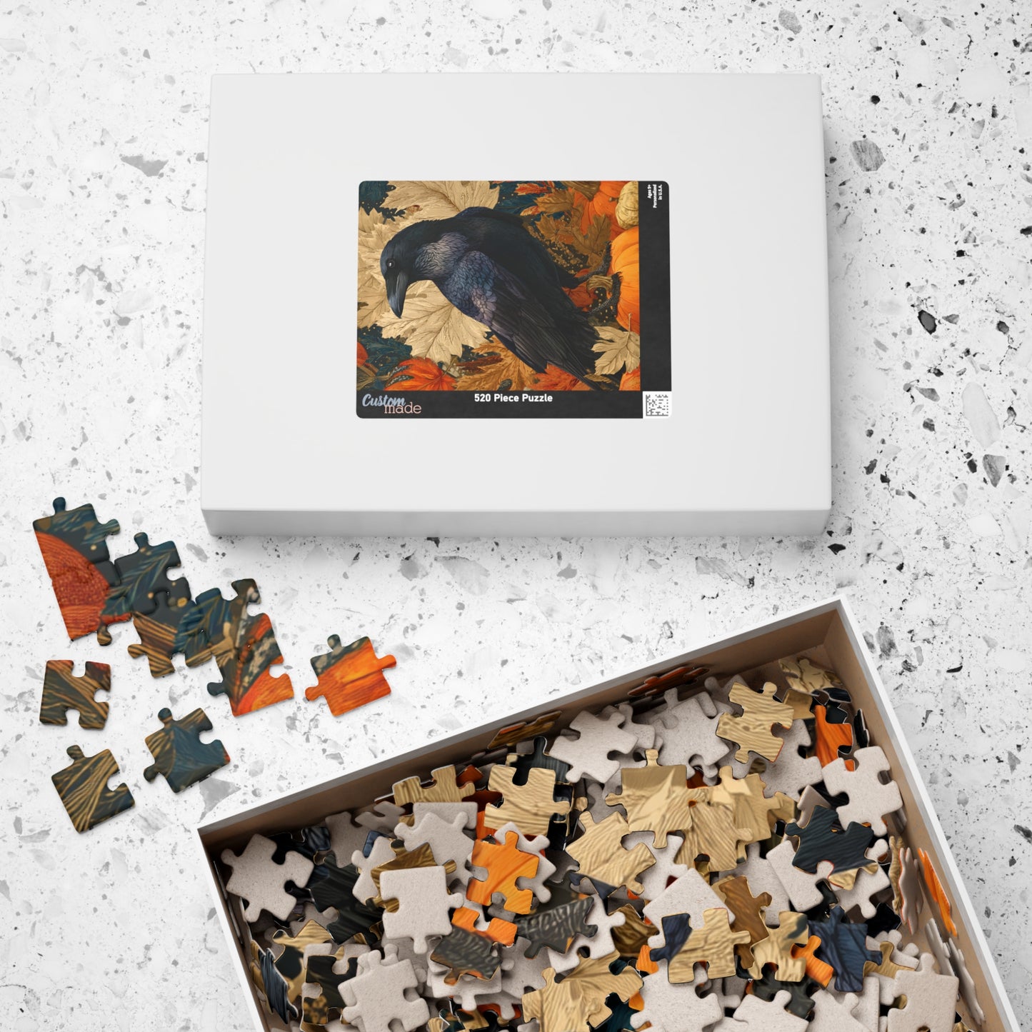 Raven on Autumn Pumpkins Puzzle