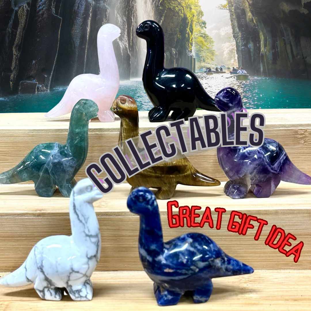 Brontosaurus, Crystal Dinosaur Sodalite Fluorite Obsidian Dinos, Amethyst Carved Crystal, Great Gift Ideas