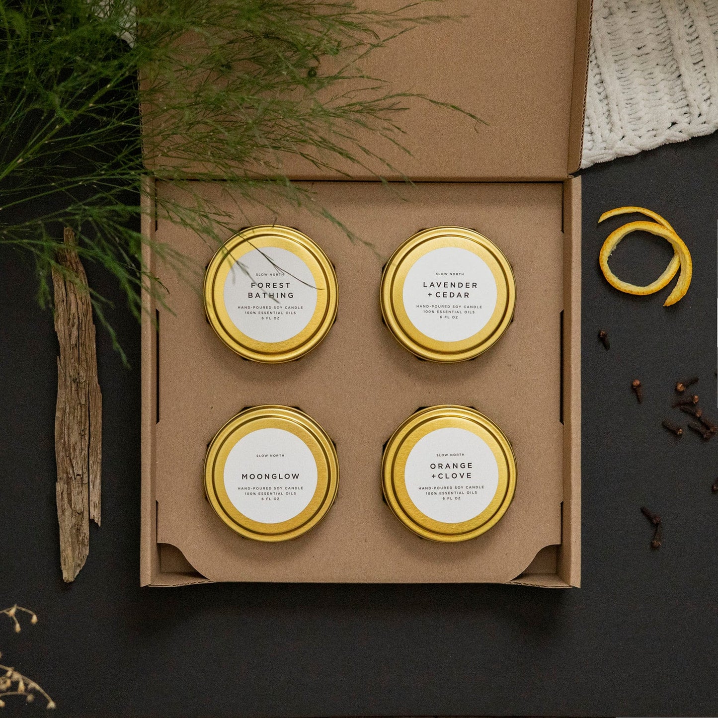 Botanical Candles Cozy Collection - 4 Pack gift bundle