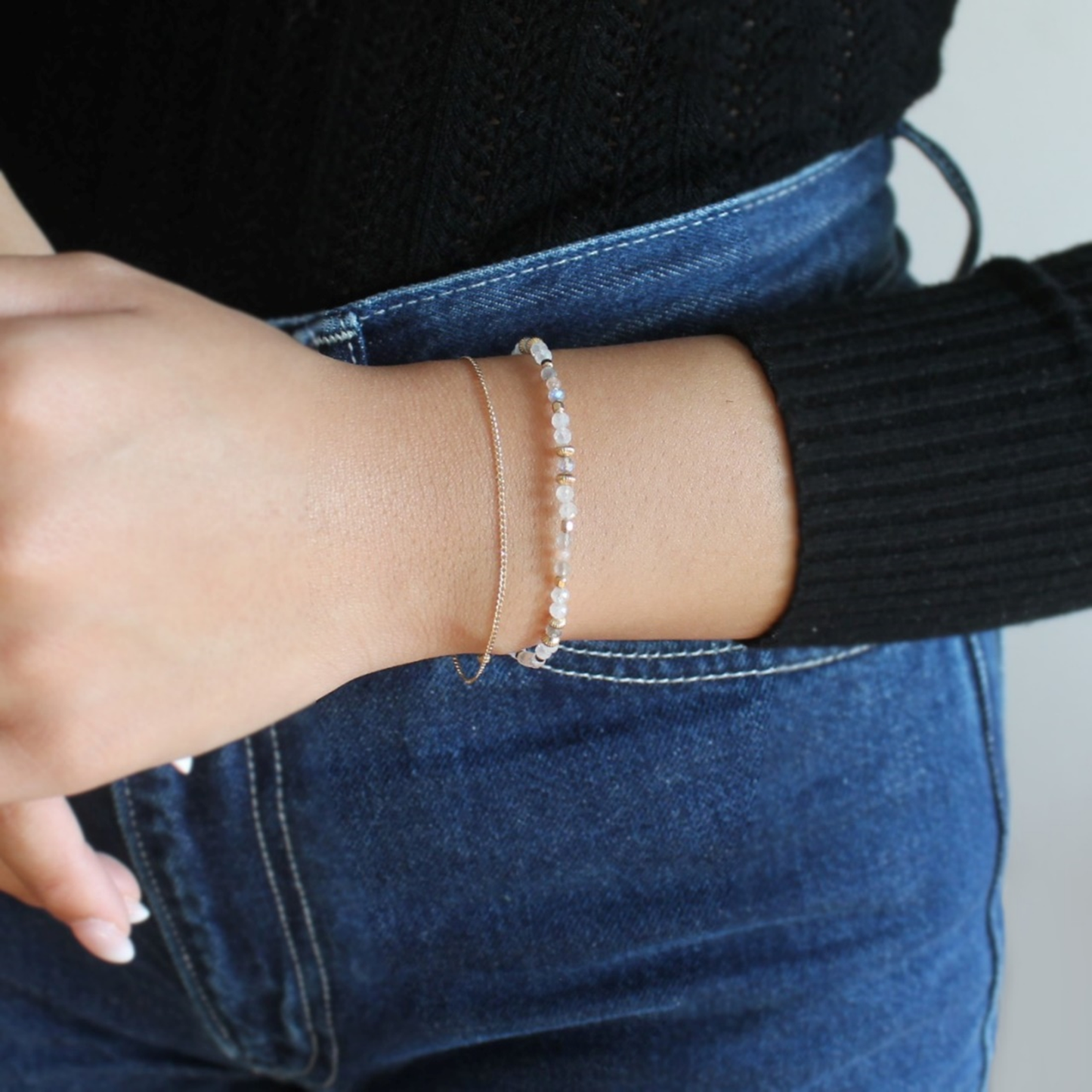 Goddess Bracelet, Moonstone & Labradorite Power Combo for your inner goddess