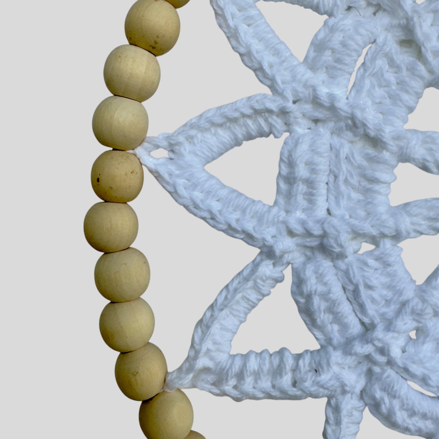 10" Handmade Wood Bead Frame Macrame Dreamcatcher - Nursery and Kid's Room Decor -- White-1