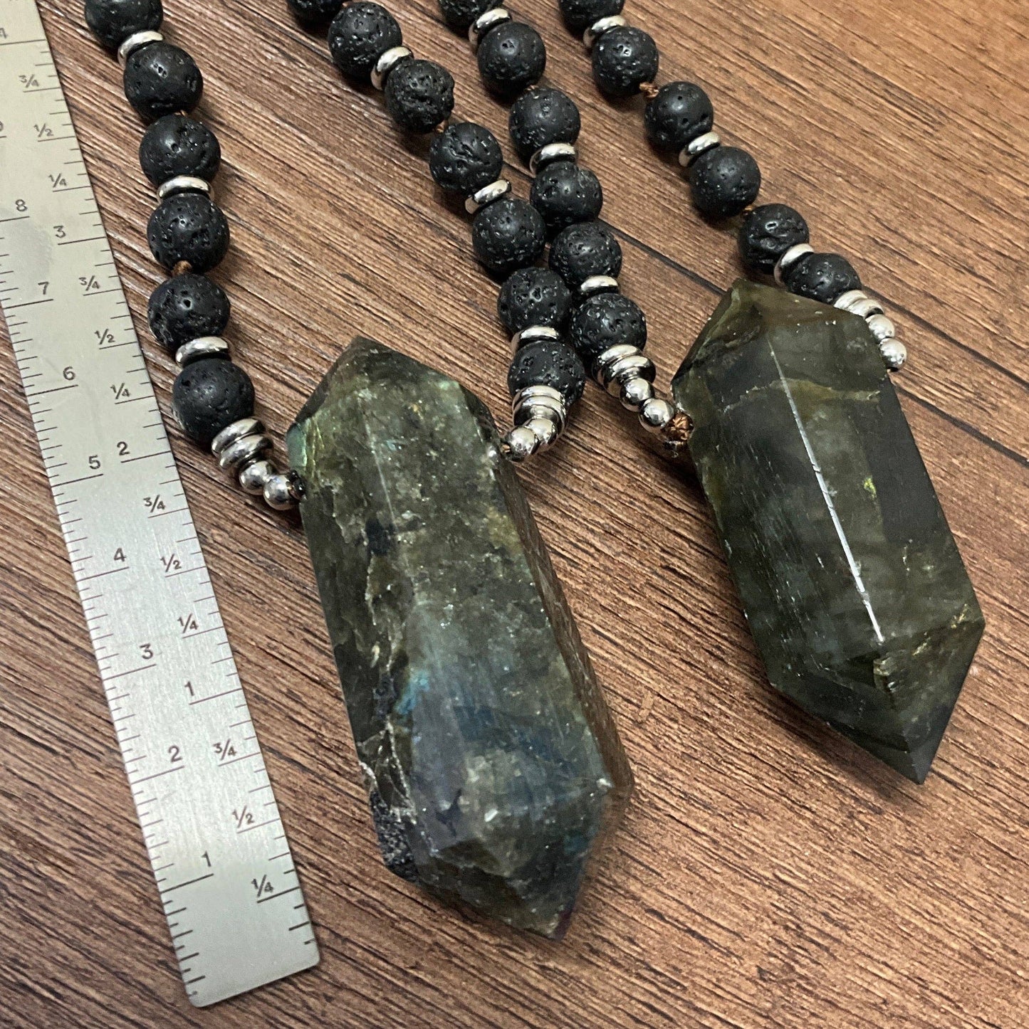 Peace Love Bling - Vesuvius Lava and Labradorite Necklace