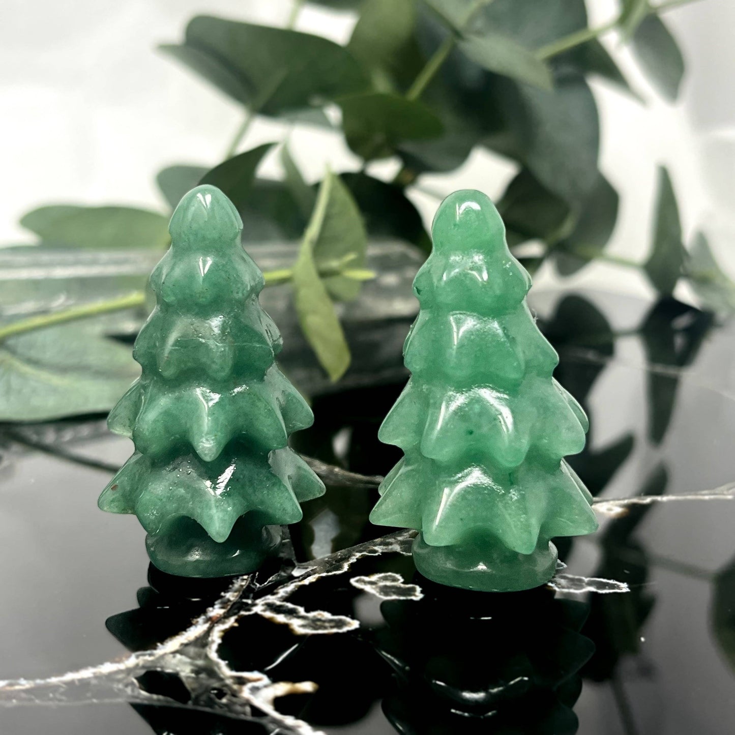Christmas Tree, Crystal figurine, Green Aventurine, Small 2inch Xmas tree