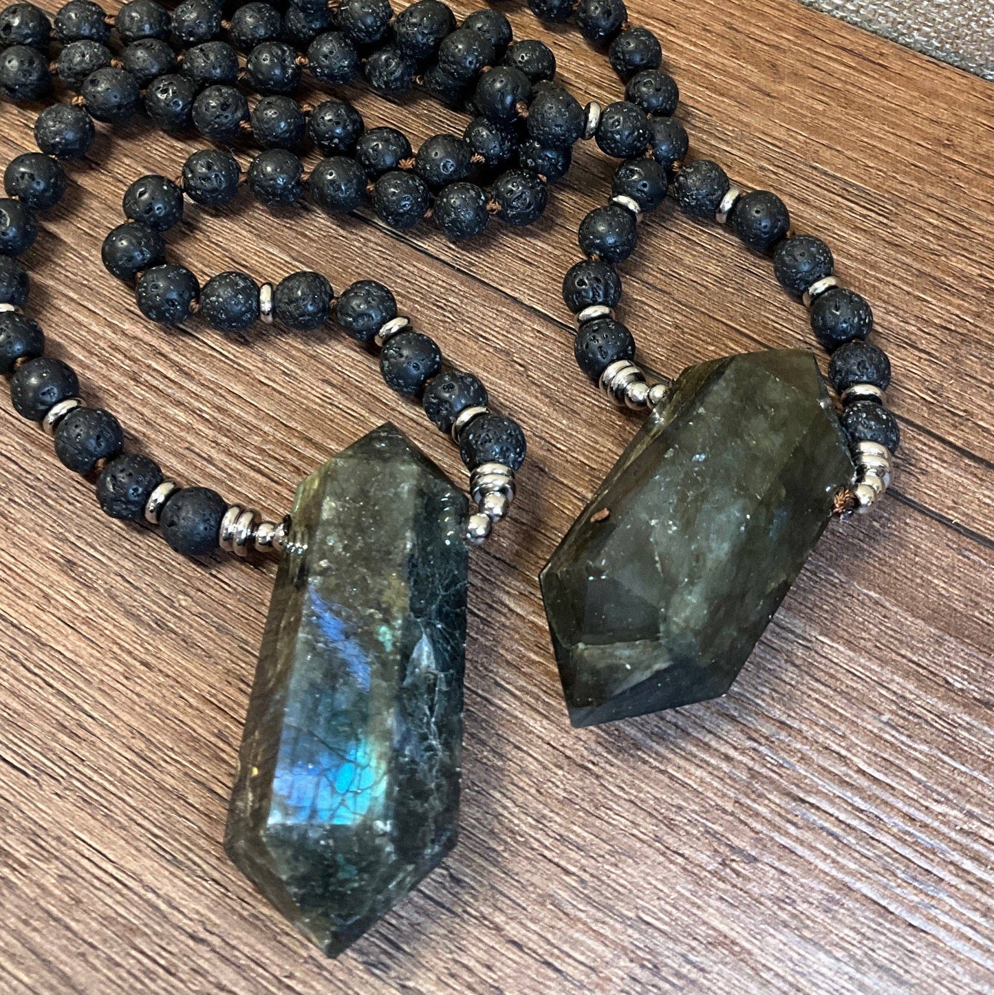Peace Love Bling - Vesuvius Lava and Labradorite Necklace