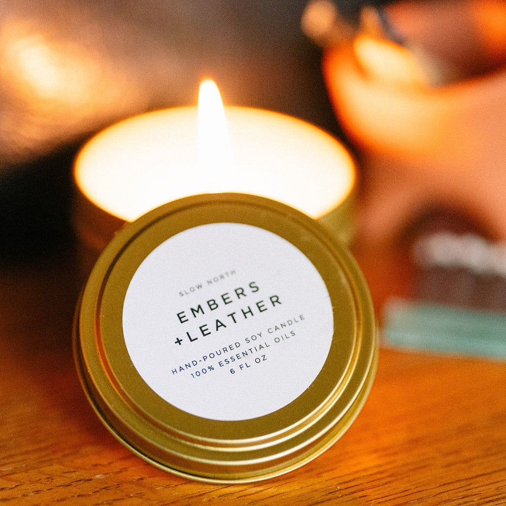 Earthy Essence Candle Embers + Leather - Vetiver + Cedar + Patchouli