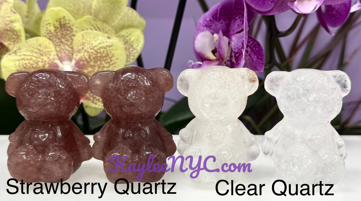 2 INCH Natural Crystal Teddy Bears Healing Energy