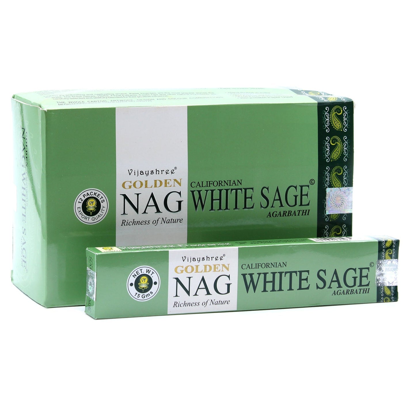 White Sage Golden Nag | Incense Sticks Joss 15g | Premium Scents | Fragrance | Hand Rolled | Yoga | Aromatherapy | Meditation-0