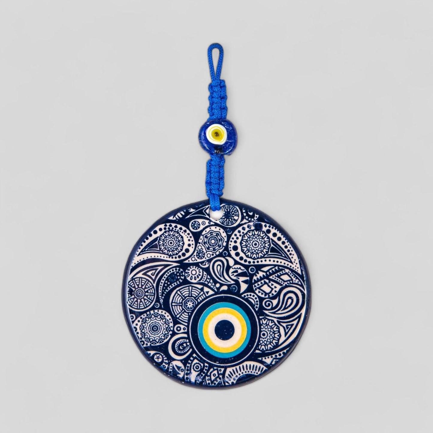 Wall Hanging Ceramic Evil Eye Nazar Boncuk Mal De Ojo, Modern Boho Style Home Decor -- Paisley Evil Eye-0