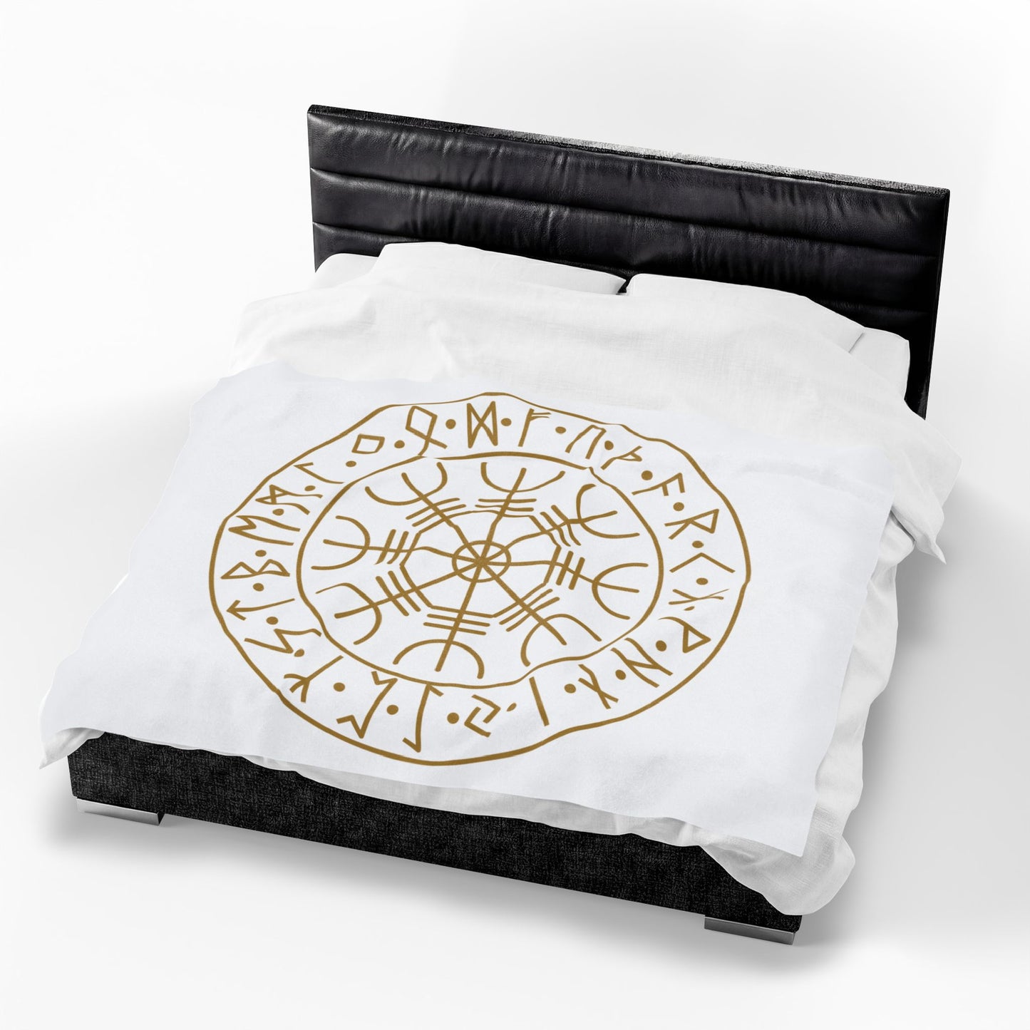 Vegvísir Norse Compass velveteen blanket | Viking rune circle, pagan protection symbol