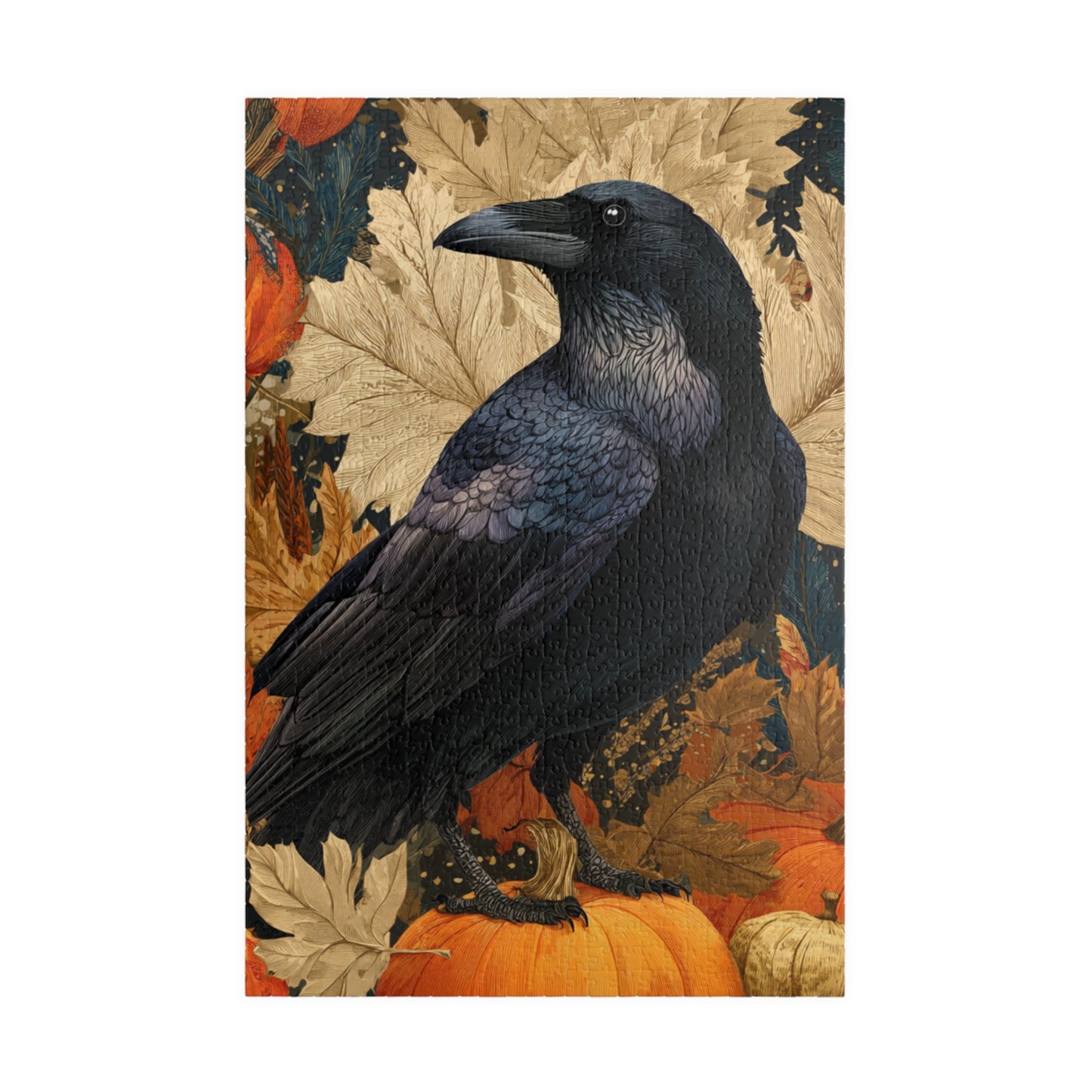 Raven on Autumn Pumpkins Puzzle