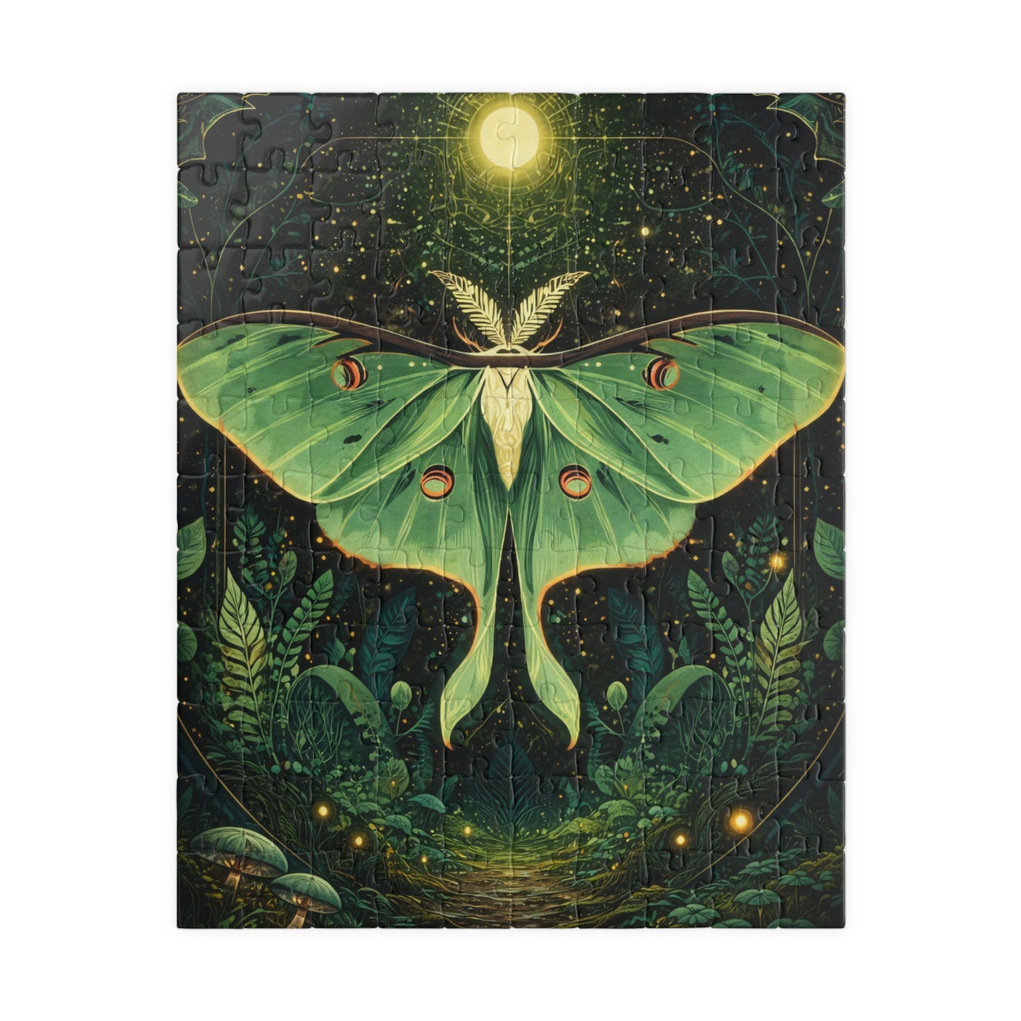 Luna Moth Tarot Illustration Puzzle | Moon Moth & Stars Jigsaw Puzzle