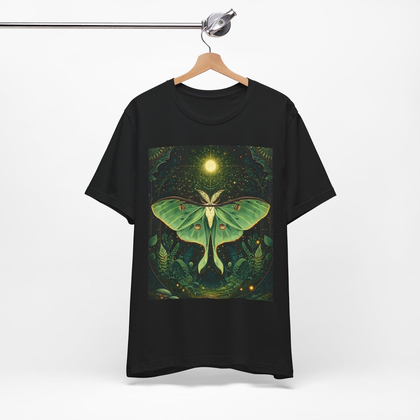 Luna Moth Graphic T-Shirt Green Nature Tee, Forest Witch Aesthetic Shirt, Boho Spiritual Clothing
