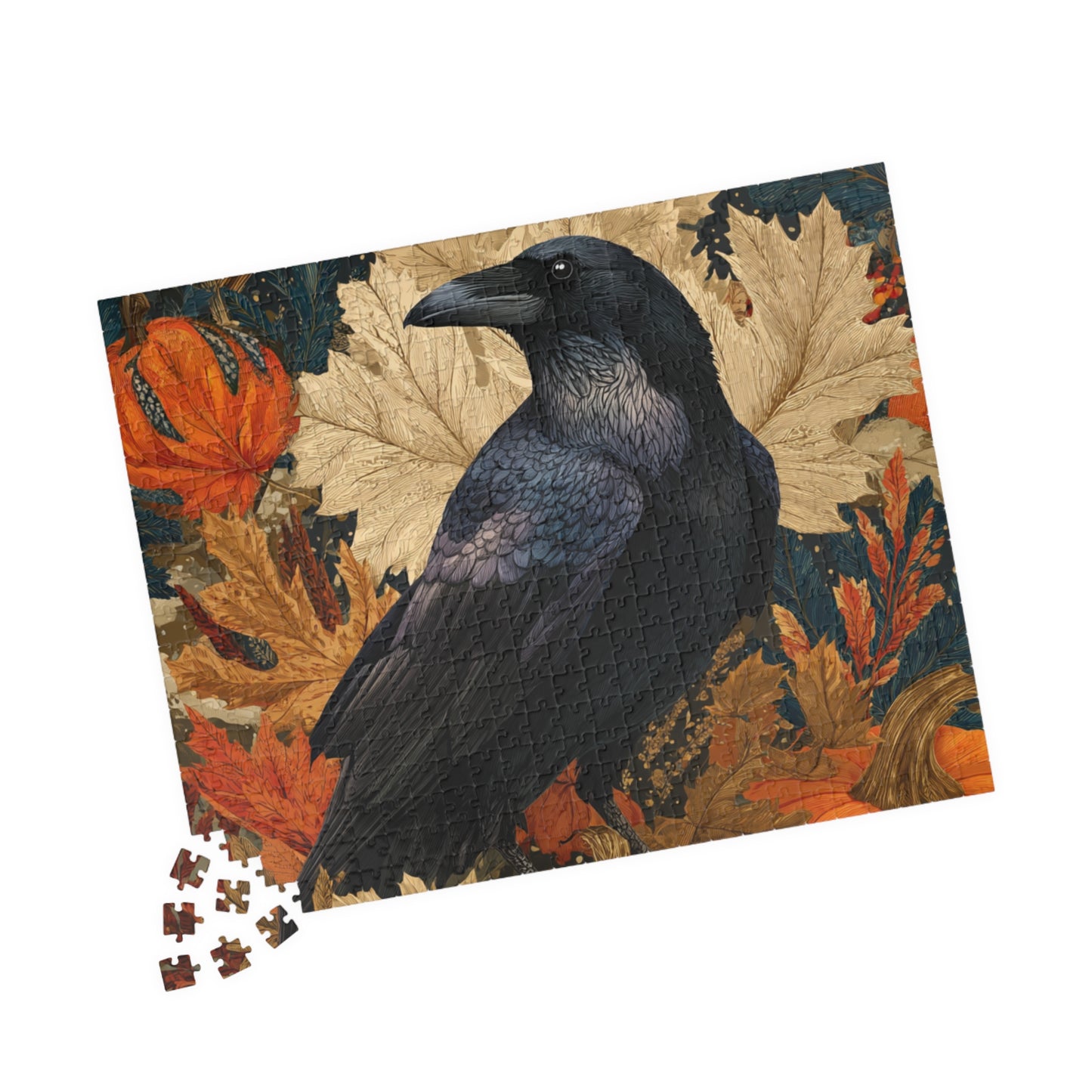 Raven on Autumn Pumpkins Puzzle