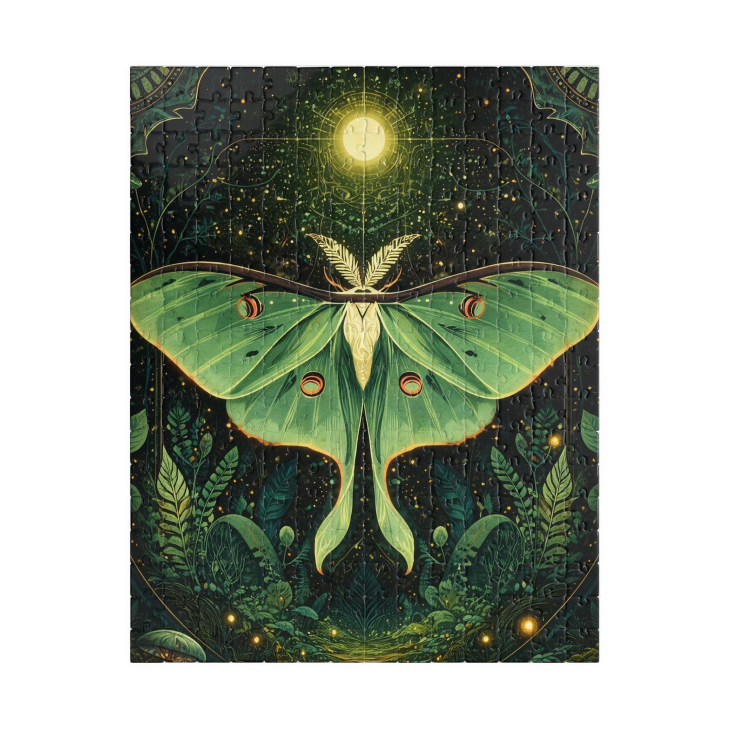 Luna Moth Tarot Illustration Puzzle | Moon Moth & Stars Jigsaw Puzzle