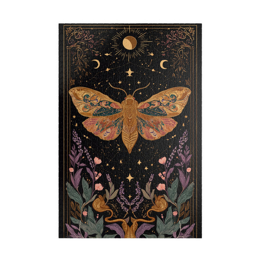 Golden Moth Tarot Illustration Puzzle | Moon & Stars 520-Piece Jigsaw