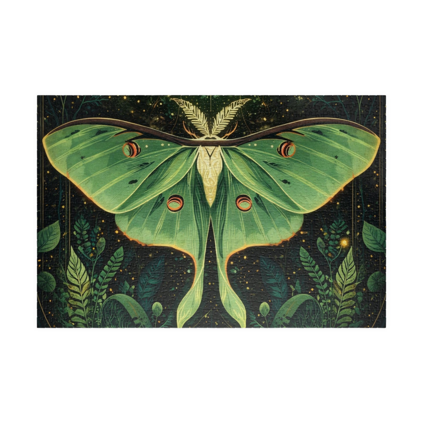Luna Moth Tarot Illustration Puzzle | Moon Moth & Stars Jigsaw Puzzle