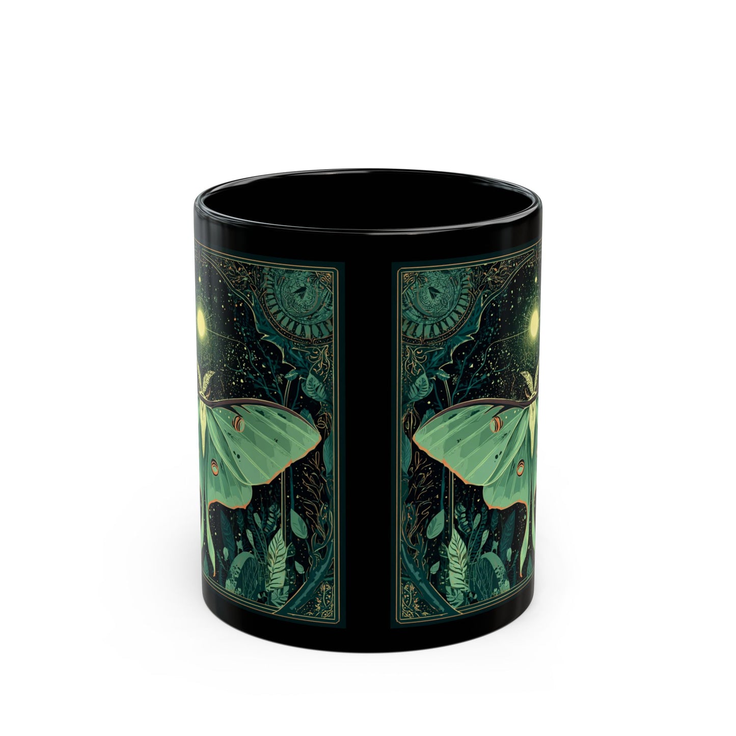 Luna Moth Black Mug, Gothic Decor, Unique Gift for Coffee Lovers, Perfect for Coffee & Tea