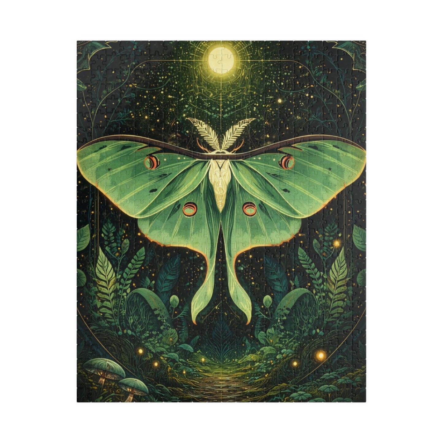 Luna Moth Tarot Illustration Puzzle | Moon Moth & Stars Jigsaw Puzzle