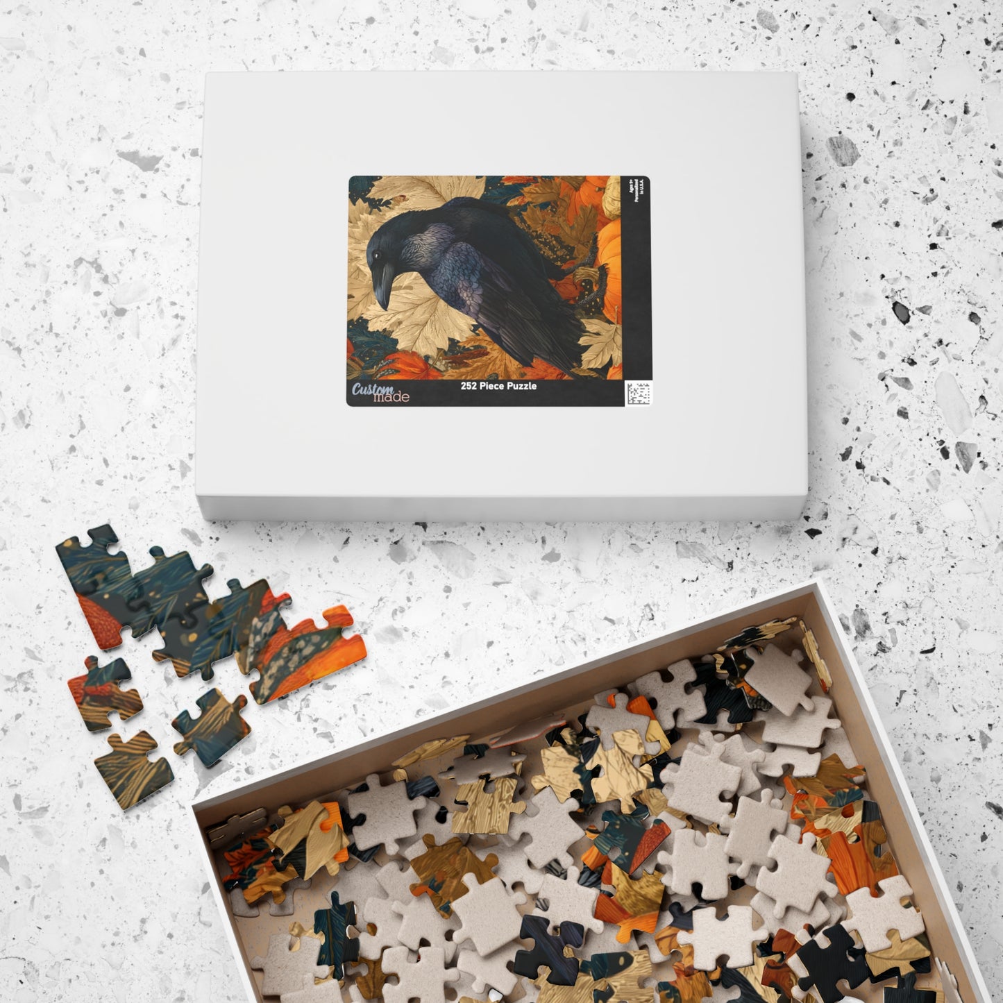 Raven on Autumn Pumpkins Puzzle