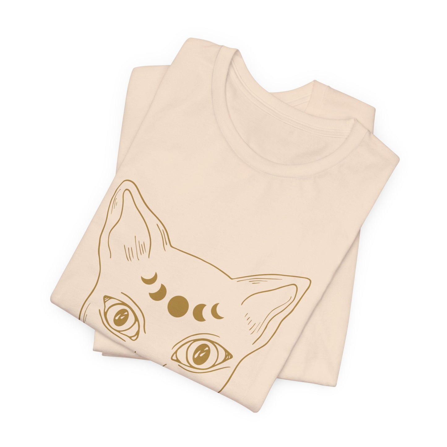 Mystic Cat Face with Moon Phases Tee | Cat Shirt