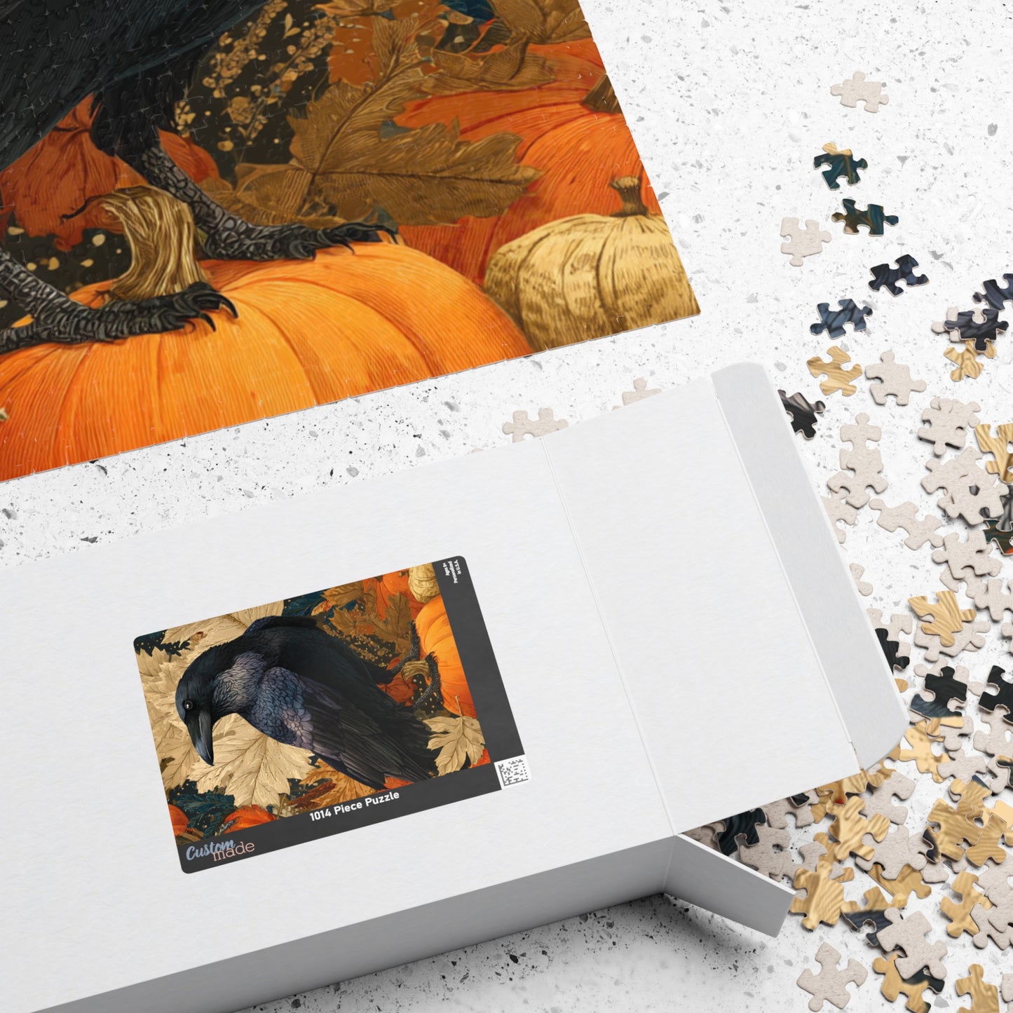 Raven on Autumn Pumpkins Puzzle