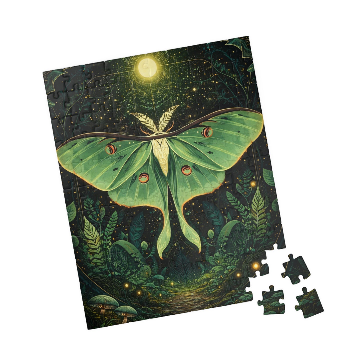 Luna Moth Tarot Illustration Puzzle | Moon Moth & Stars Jigsaw Puzzle