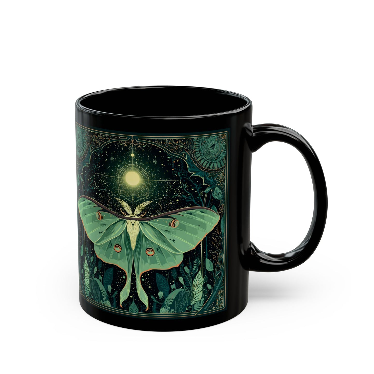 Luna Moth Black Mug, Gothic Decor, Unique Gift for Coffee Lovers, Perfect for Coffee & Tea