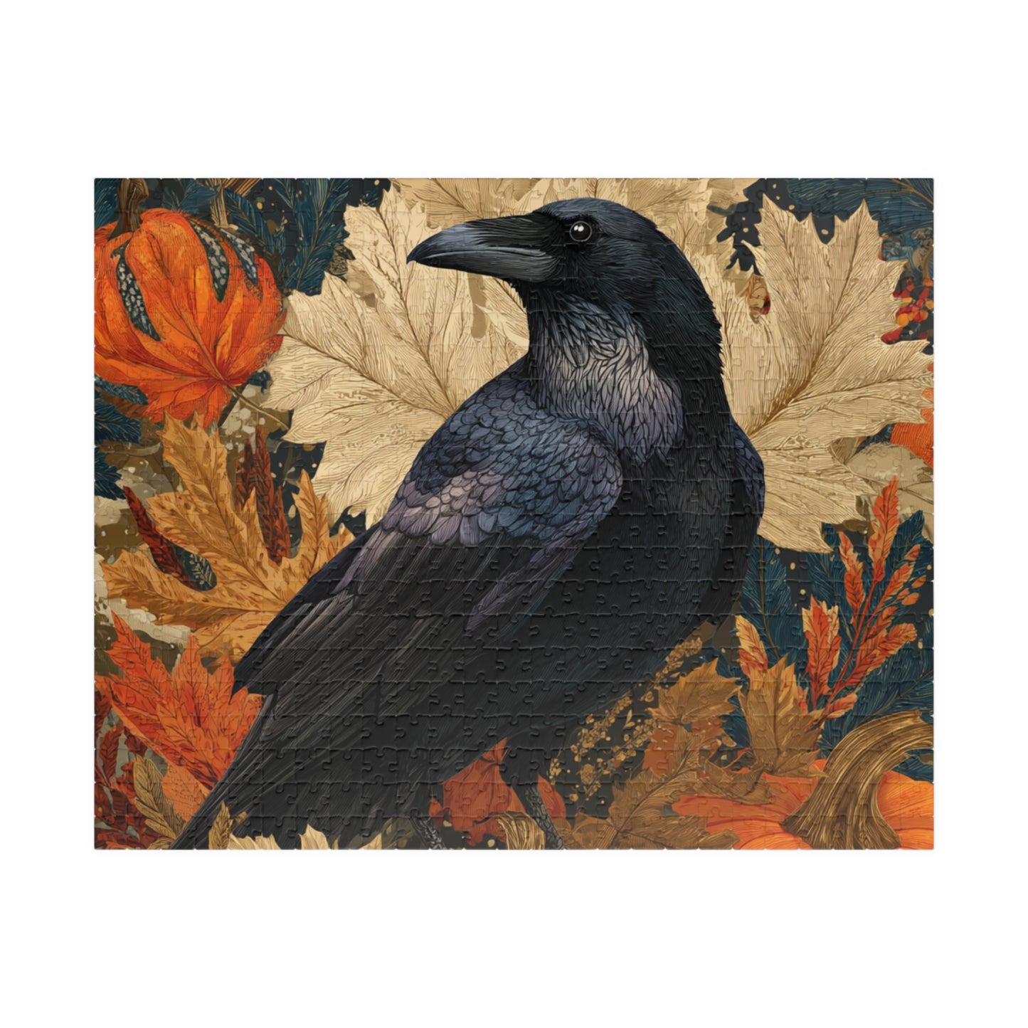 Raven on Autumn Pumpkins Puzzle