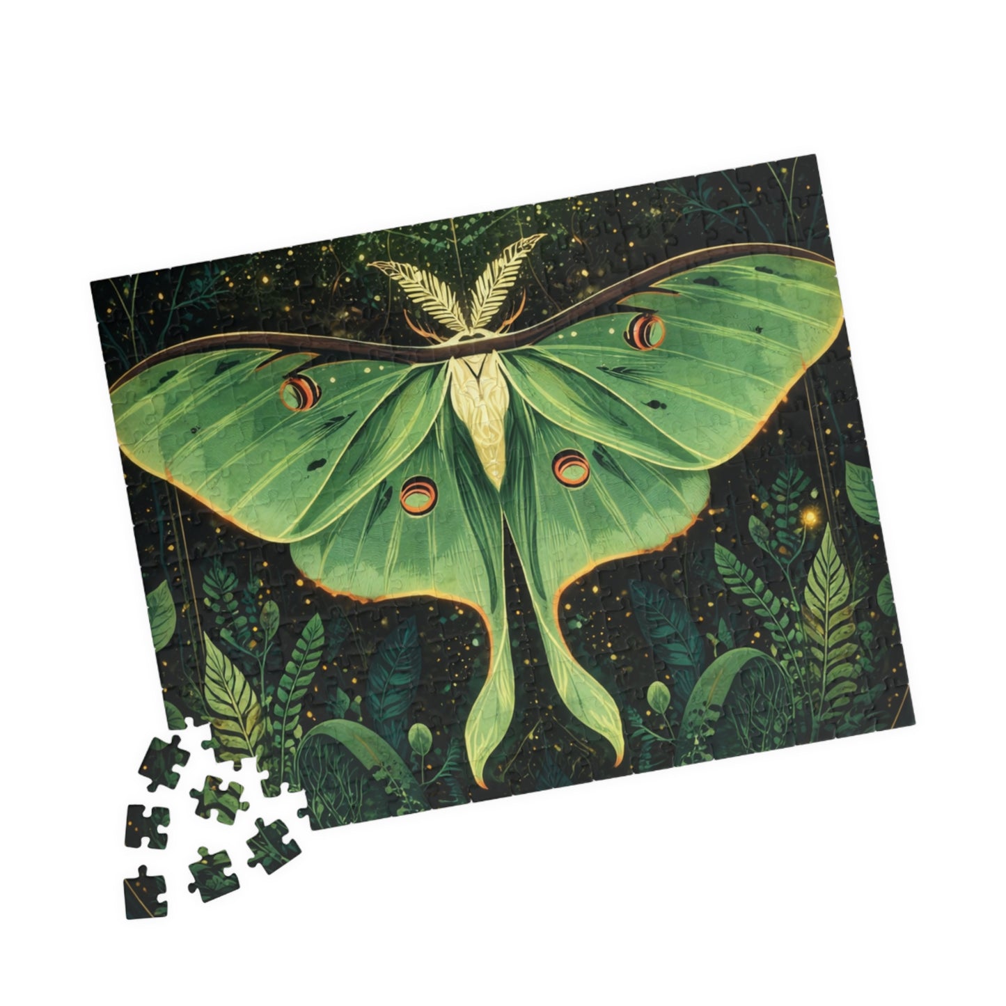 Luna Moth Tarot Illustration Puzzle | Moon Moth & Stars Jigsaw Puzzle