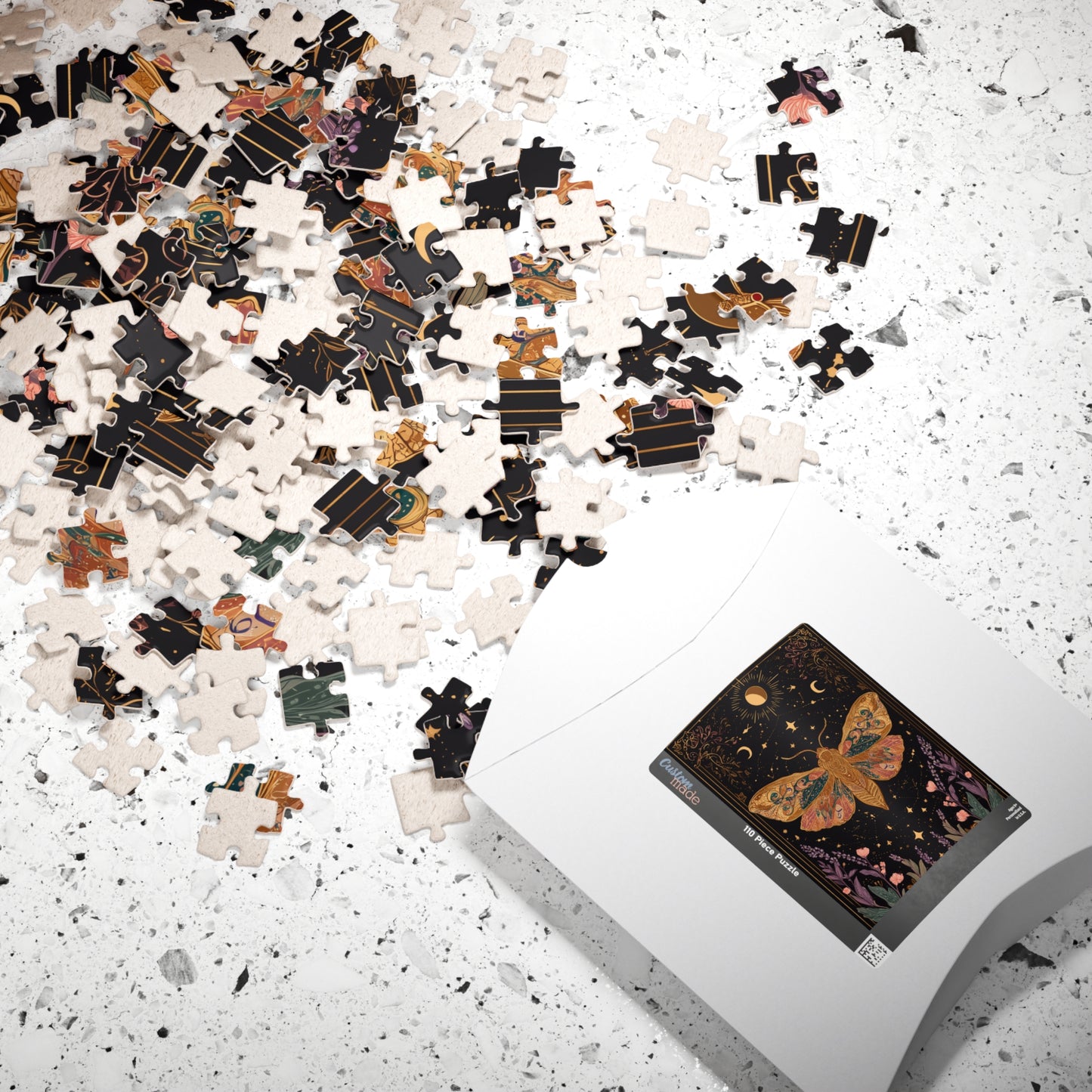 Golden Moth Tarot Illustration Puzzle | Moon & Stars 520-Piece Jigsaw