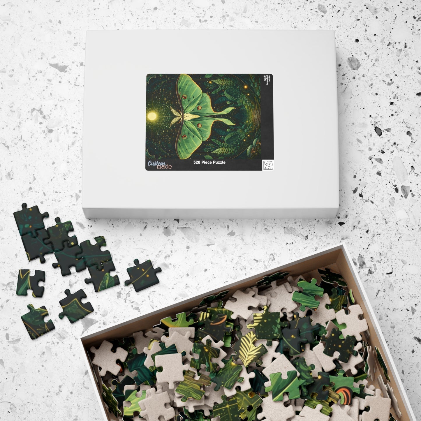 Luna Moth Tarot Illustration Puzzle | Moon Moth & Stars Jigsaw Puzzle