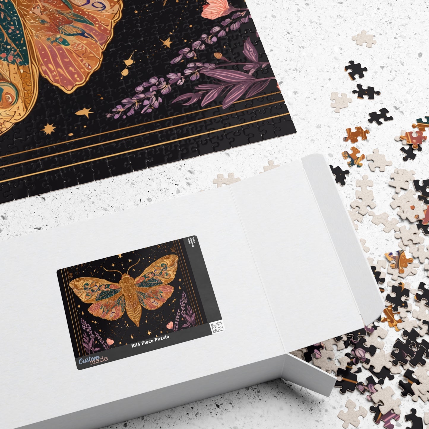 Golden Moth Tarot Illustration Puzzle | Moon & Stars 520-Piece Jigsaw