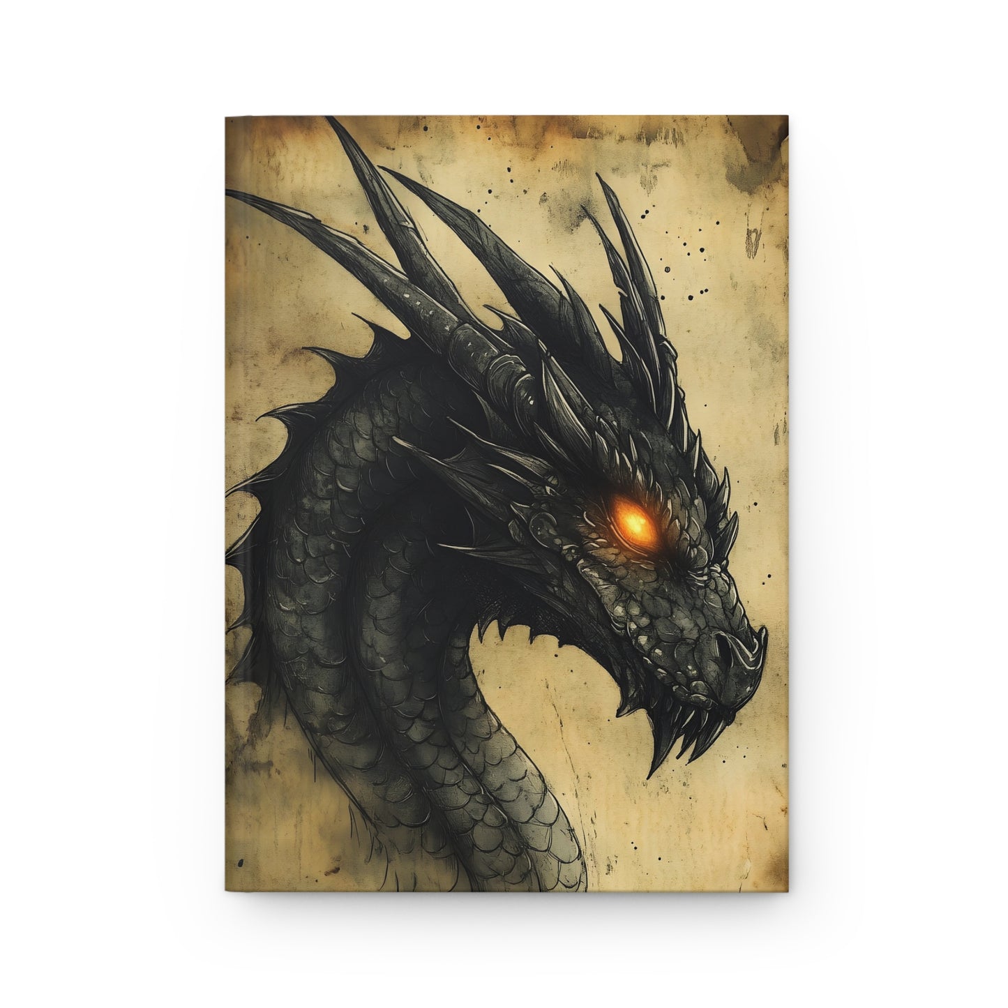Fiery Eye Black Dragon Hardcover Journal | Matte Fantasy Notebook