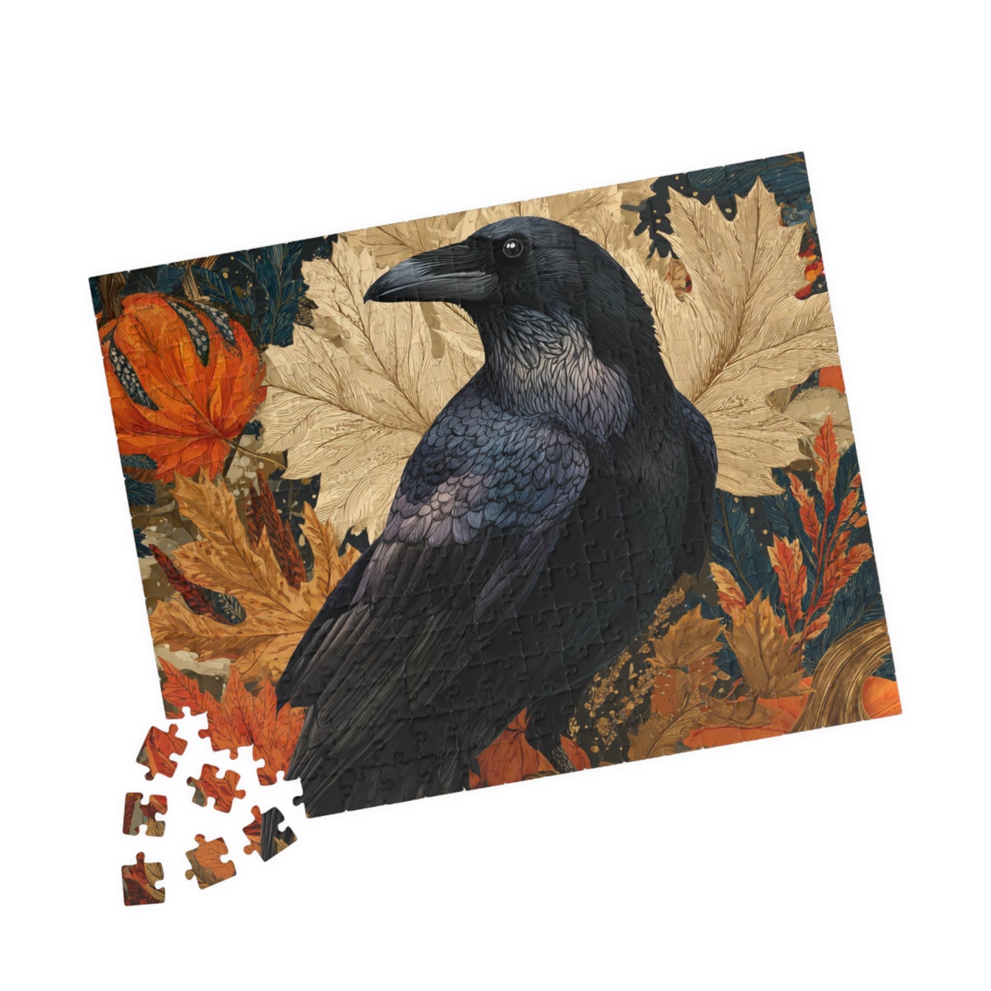 Raven on Autumn Pumpkins Puzzle