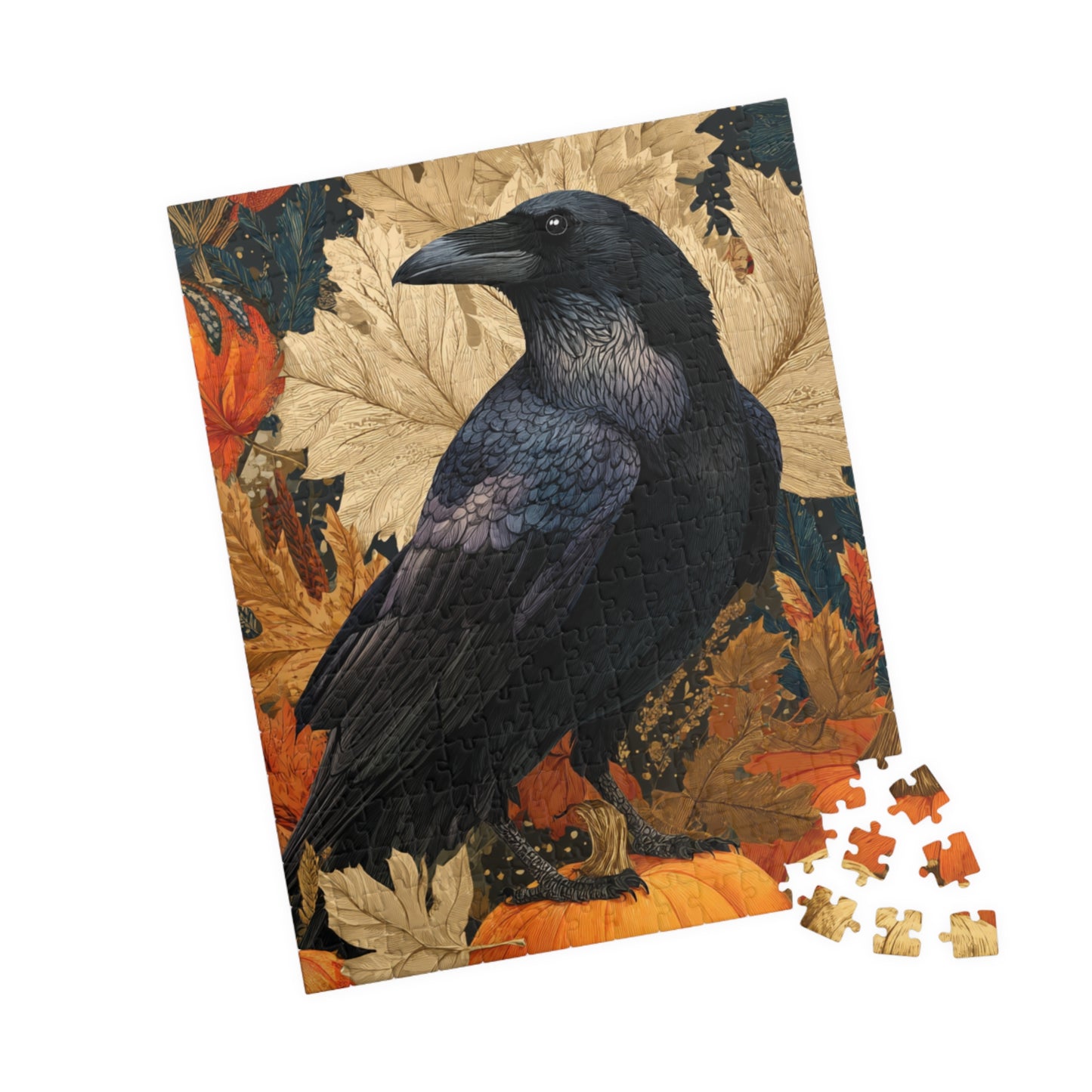 Raven on Autumn Pumpkins Puzzle